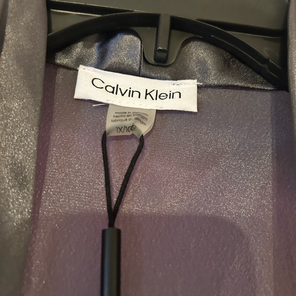 Calvin Klein Sheer Dark Grey Blouse - Picture 2 of 5